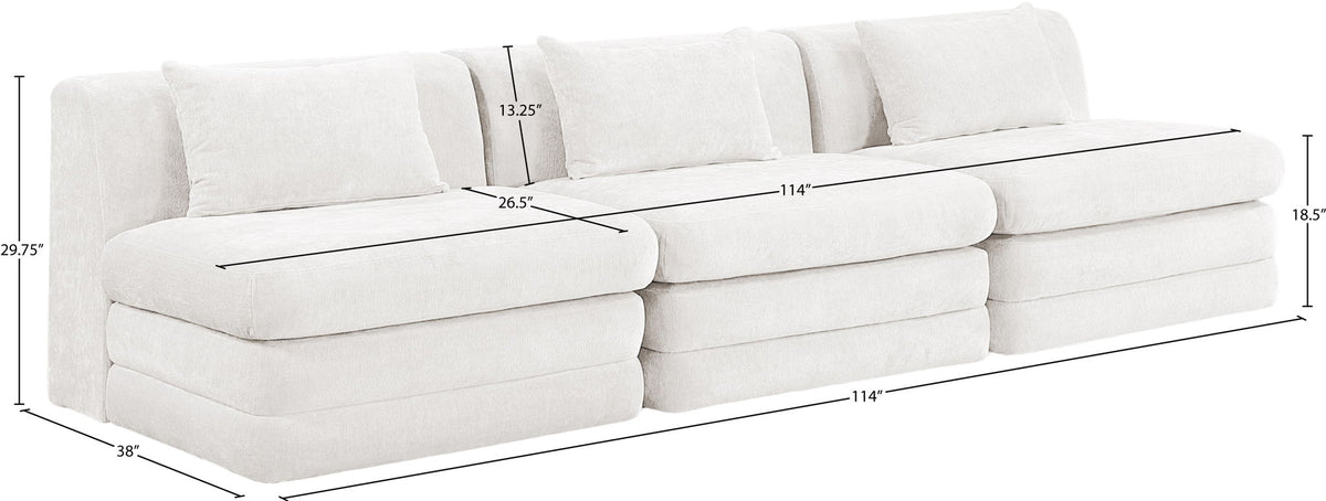 Stellar - 3 Piece 114" Upholstered Modular Armless Sofa