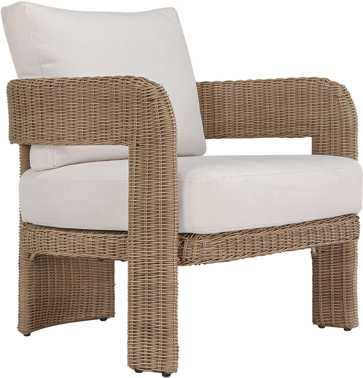 Sandbay - Olefin Water Resistant Fabric And Wicker Outdoor Patio Accent Chair