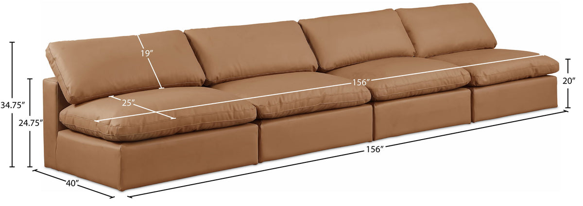 Comfy - Faux Leather Modular Armless Sofa 4 Seats