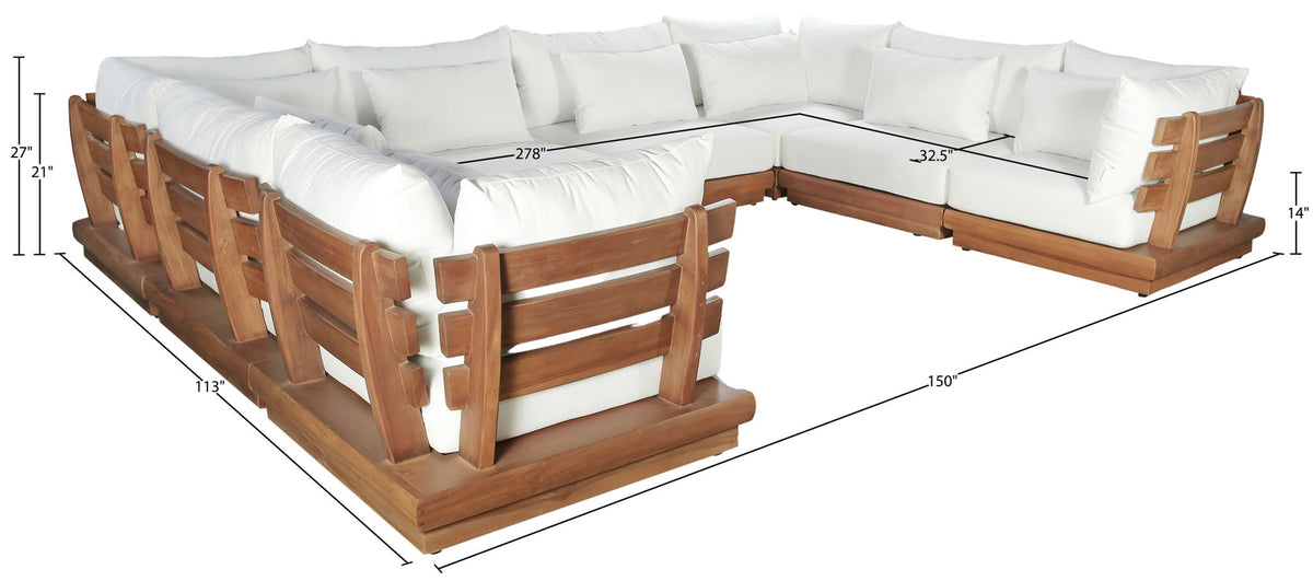 Mirella - 8 Piece Water Resistant Fabric Upholstered Outdoor Patio Modular Sectional