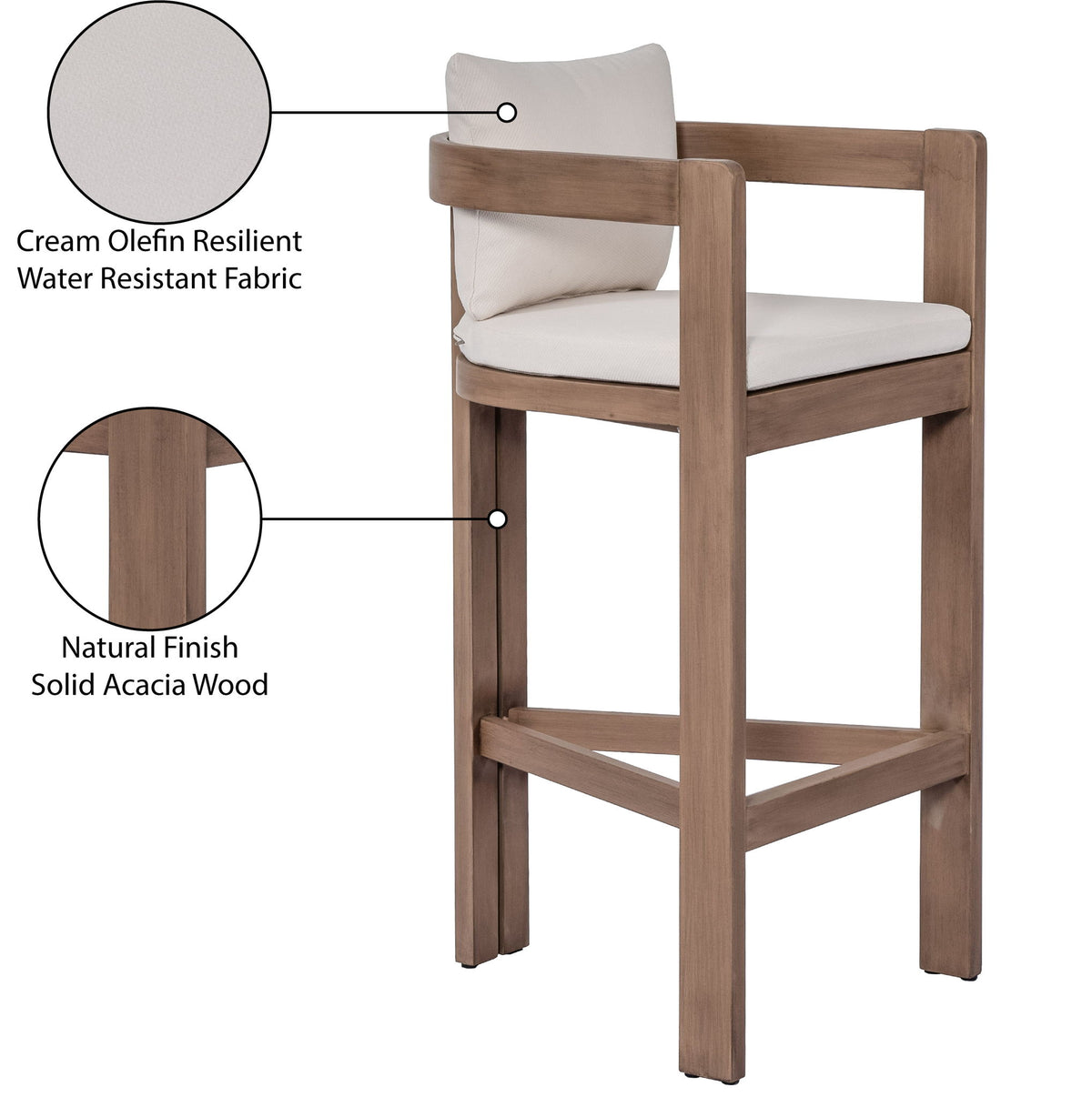 Newport - Water Resistant Fabric Upholstered Outdoor Patio Bar Stool