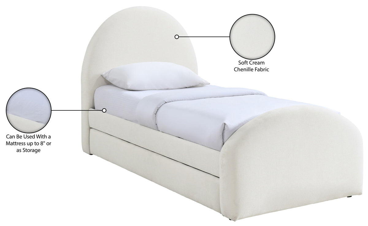Andaz - Chenille Fabric Upholstered Trundle Bed