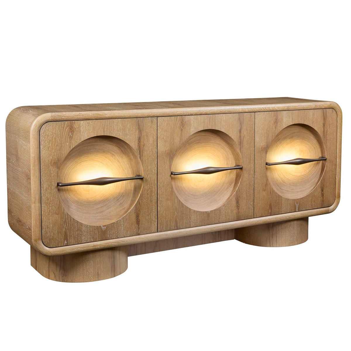 Forest Rings - Lighted 3 Door Cabinet - Light Brown