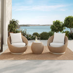 Kobalt - 3-Piece Powder Coated Metal Outdoor Conversation Set With Cushions - Boucle White / Natural