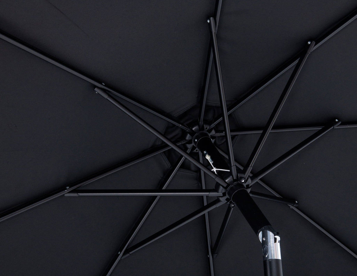 Fiji - Aluminum Patio Umbrella With Round Teak And Black Base