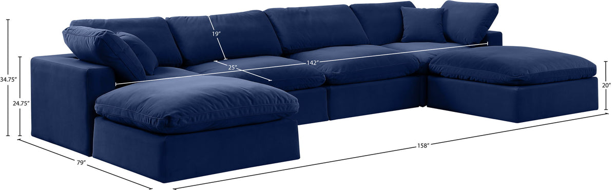 Comfy - 6 Piece Velvet Modular Double Chaise Sectional