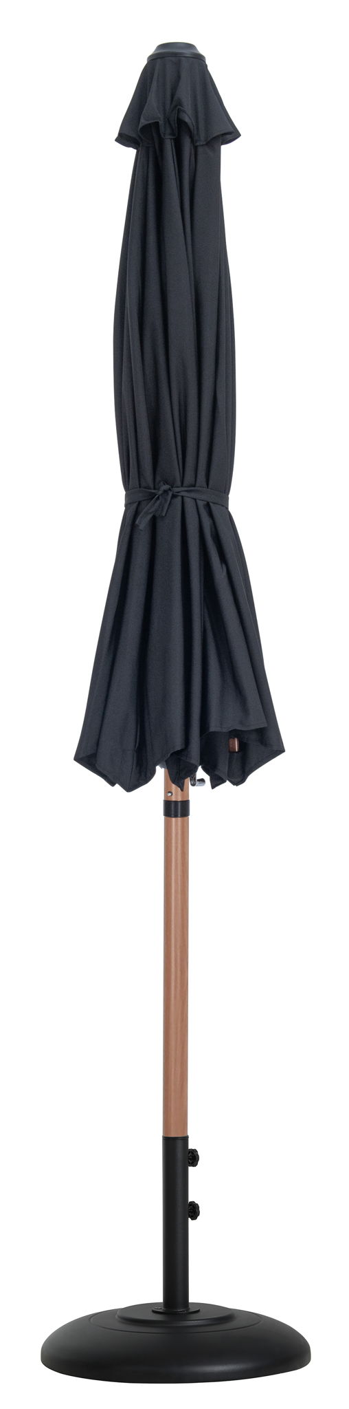 Fiji - Aluminum Patio Umbrella With Round Black And Teak Base