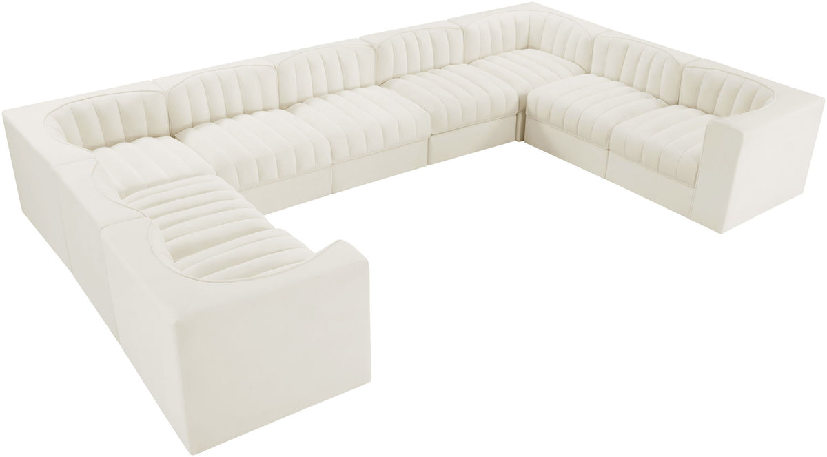 Rummi - Velvet Performance Fabric Upholstered 9 Piece Modular Sectional