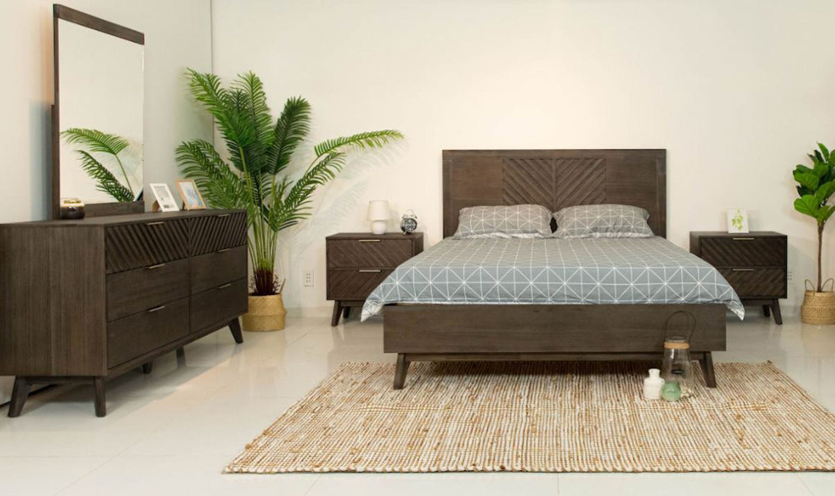 Daisy - Eastern King Mid-Century Dark Acacia Bedroom Set by VIG Furniture - View 1