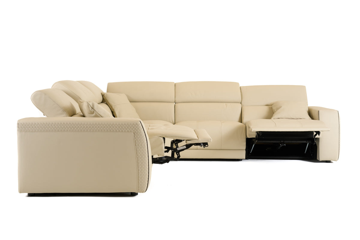 Dalton - Modern Italian Cream Leather Sectional Sofa + Recliners by VIG Furniture - View 2