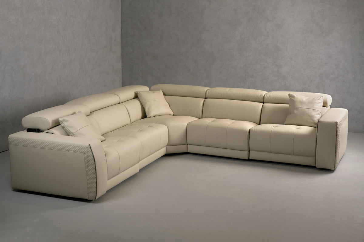 Dalton - Modern Italian Cream Leather Sectional Sofa + Recliners by VIG Furniture - View 6