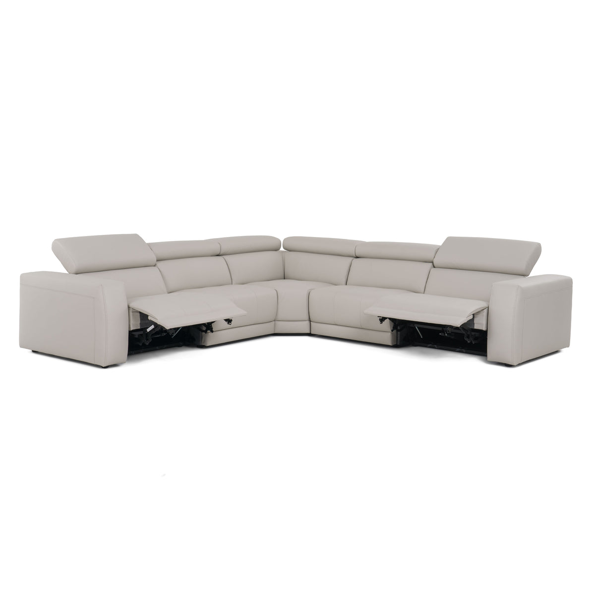 Dalton - Modern Italian Light Grey Leather Sectional + 2 Recliners by VIG Furniture - View 2