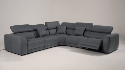 Dalton - Modern Italian Blue Leather Sectional Sofa + Recliners by VIG Furniture - View 9