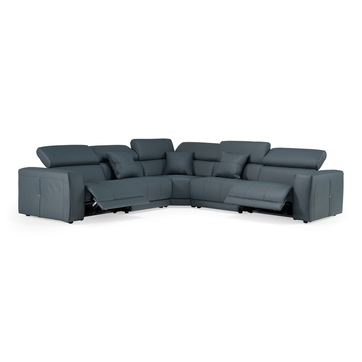 Dalton - Modern Italian Blue Leather Sectional Sofa + Recliners by VIG Furniture - View 3