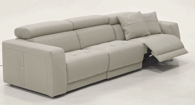 Dalton - Modern Italian Light Grey Leather 4-Seat Sofa + 2 Recliners by VIG Furniture - View 10