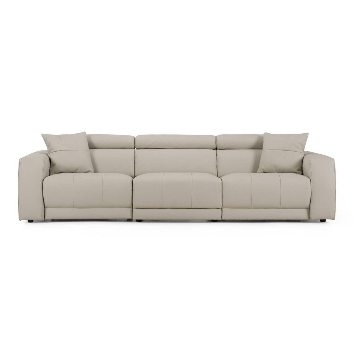 Dalton - Modern Italian Light Grey Leather 4-Seat Sofa + 2 Recliners by VIG Furniture - View 1
