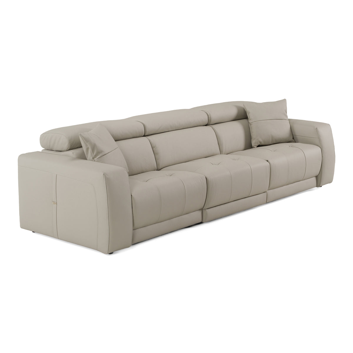 Dalton - Modern Italian Light Grey Leather 4-Seat Sofa + 2 Recliners by VIG Furniture - View 2