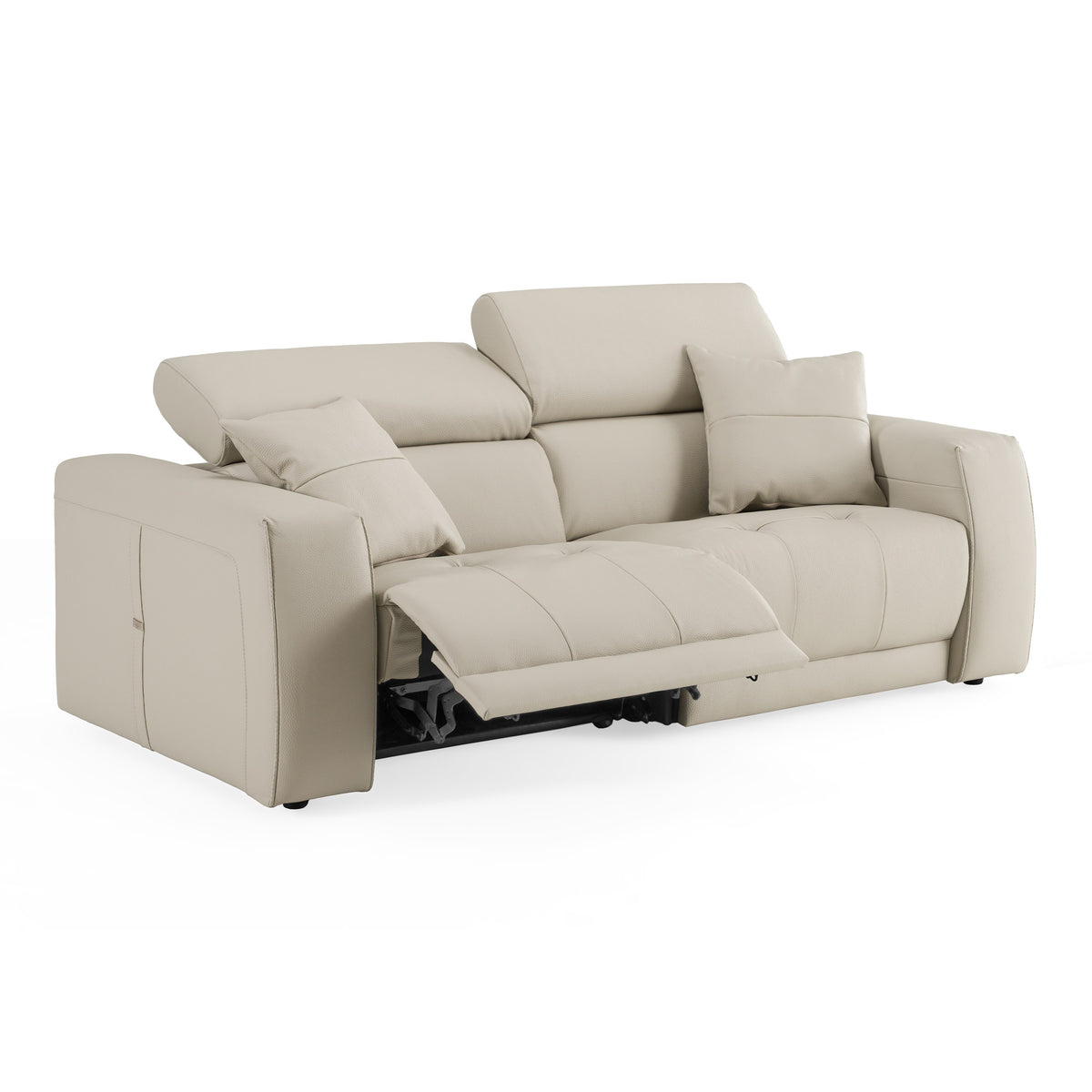 Dalton - Modern Italian Light Grey Leather 3-Seat Sofa + 2 Recliners by VIG Furniture - View 5