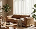 Danson - Modern Tan Leather + Wicker Sofa by VIG Furniture - View 4