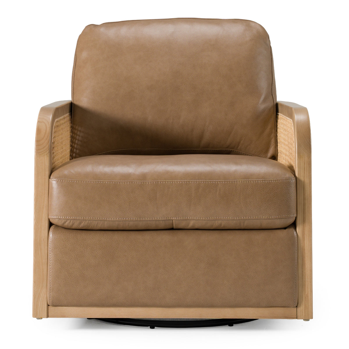 Danson - Modern Tan Leather + Wicker Swivel Accent Chair by VIG Furniture - View 4