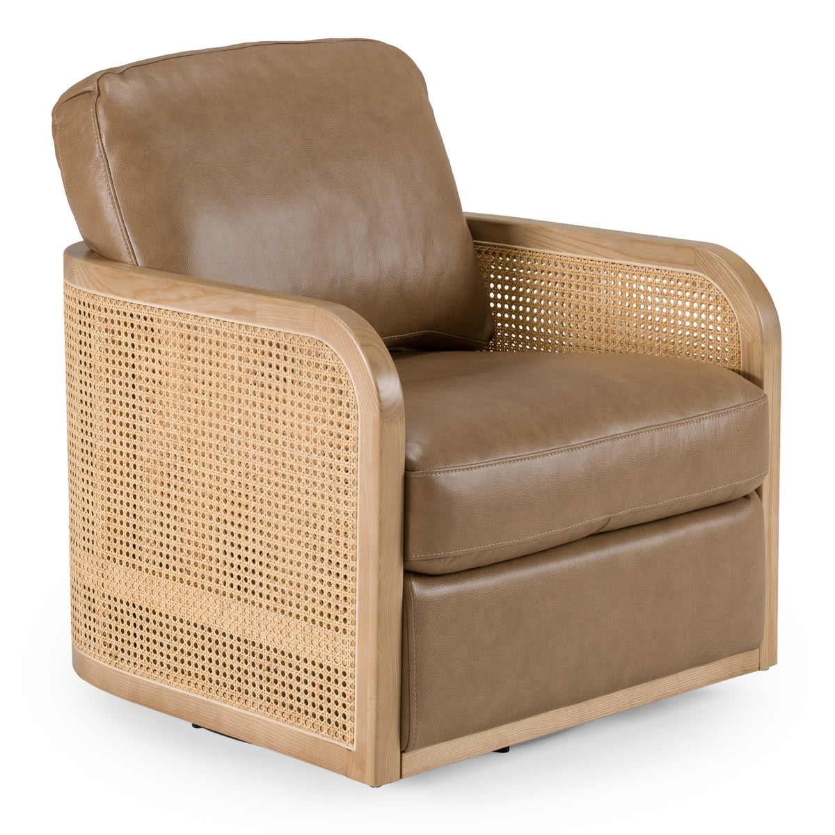 Danson - Modern Tan Leather + Wicker Swivel Accent Chair by VIG Furniture - View 1