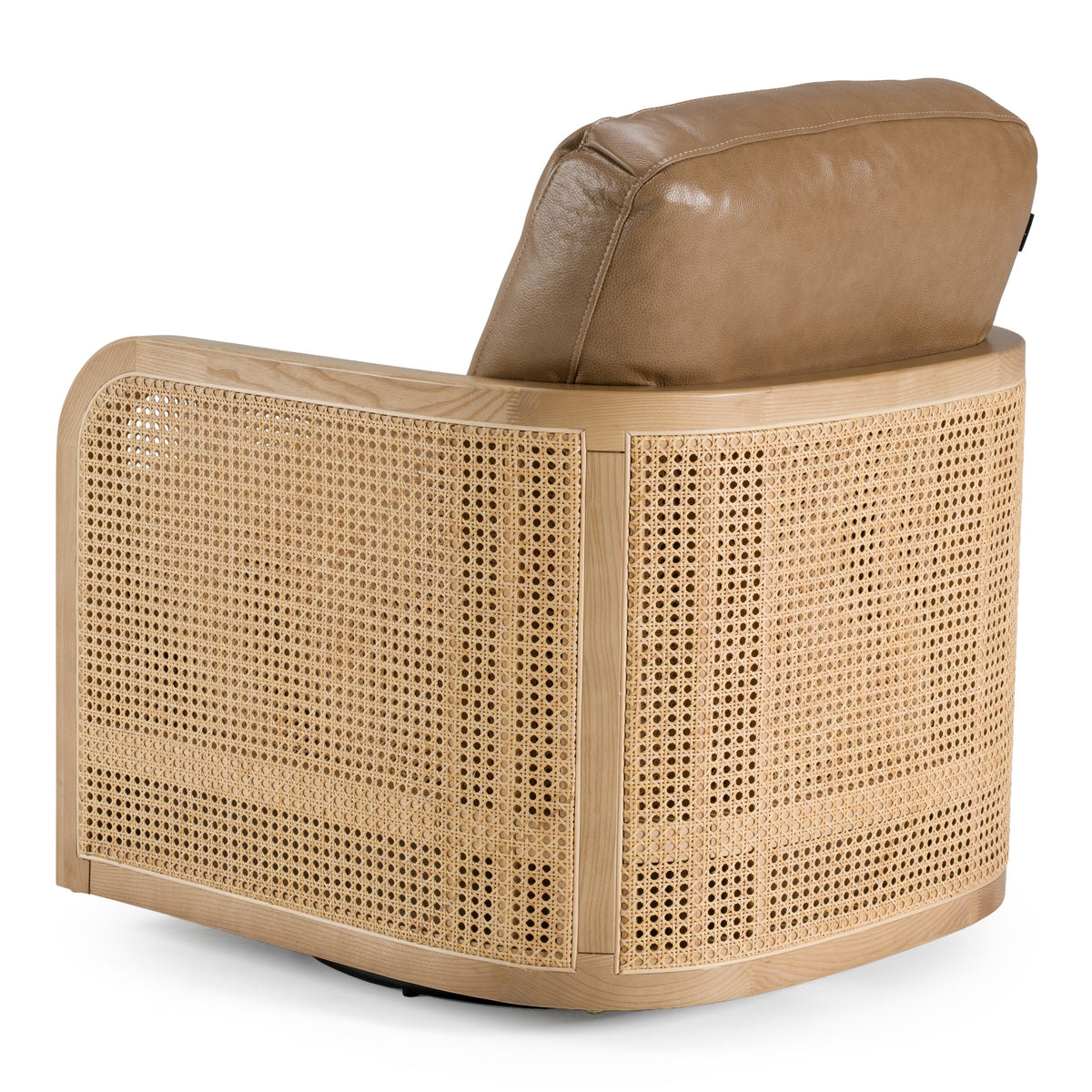 Danson - Modern Tan Leather + Wicker Swivel Accent Chair by VIG Furniture - View 10