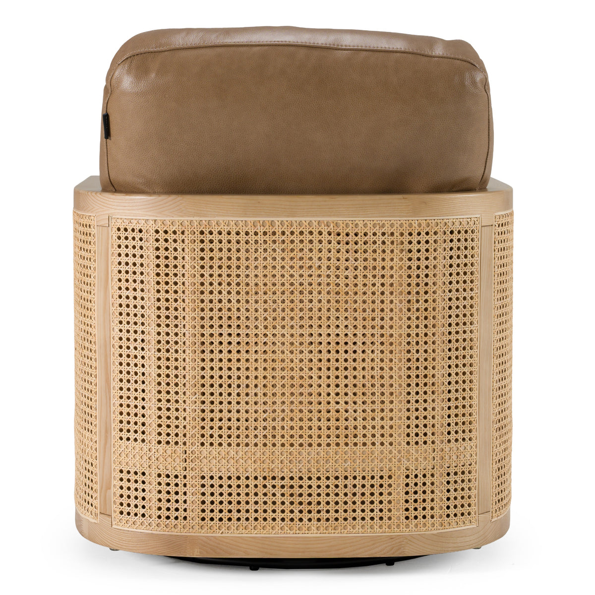 Danson - Modern Tan Leather + Wicker Swivel Accent Chair by VIG Furniture - View 7