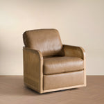 Danson - Modern Tan Leather + Wicker Swivel Accent Chair by VIG Furniture - View 3