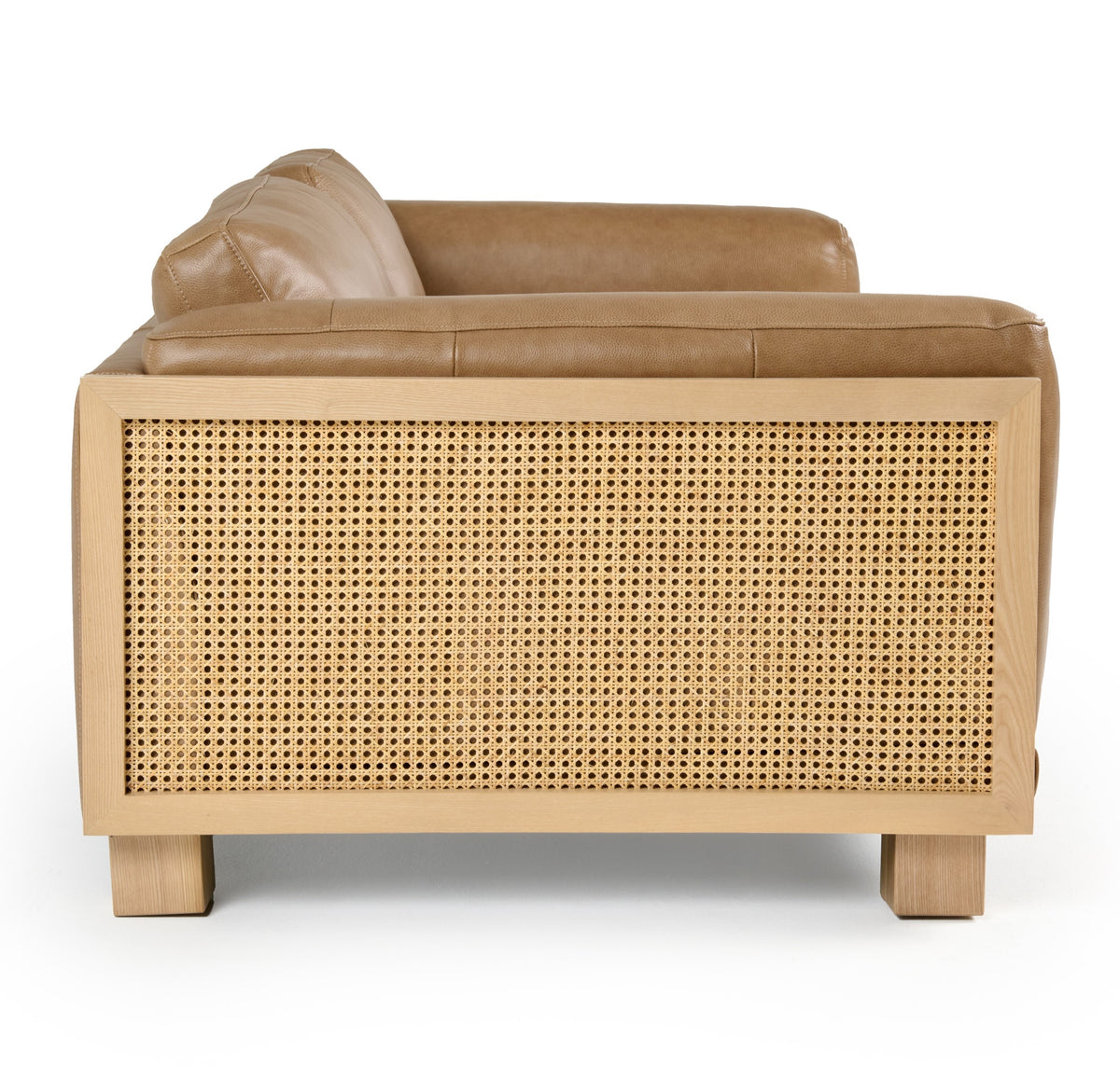 Danson - Modern Tan Leather + Wicker Sofa by VIG Furniture - View 7