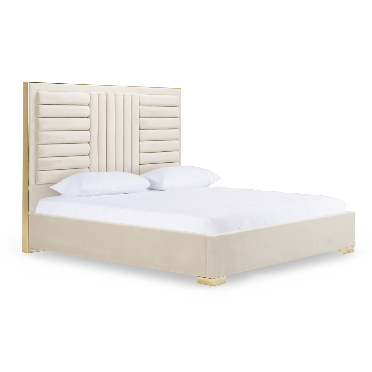 Daystar - Modern Beige Velvet & Gold Bed by VIG Furniture - View 5