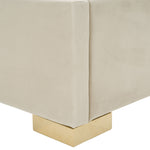 Queen - Daystar + Roma - Modern Beige Velvet + Travertine + Gold Bedroom Set