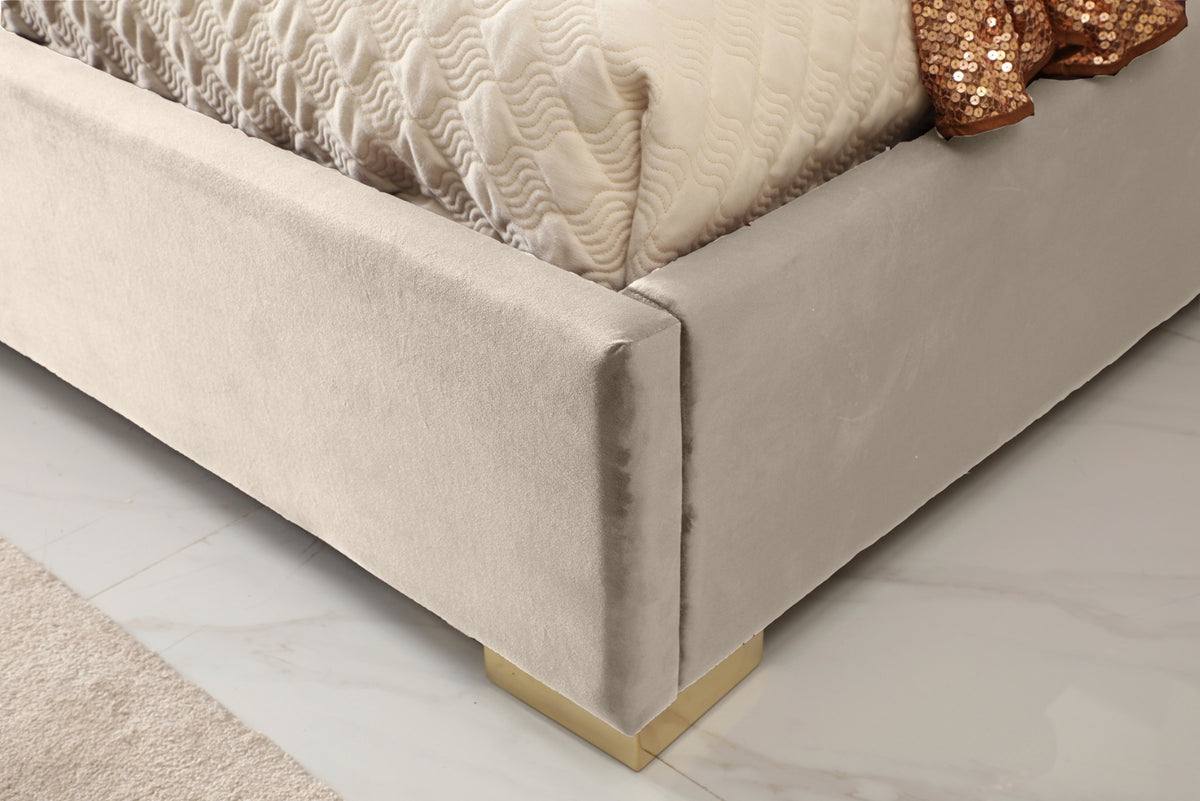 Daystar - Modern Beige Velvet & Gold Bed by VIG Furniture - View 3