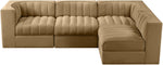 Rummi - Velvet Performance Fabric Upholstered 4 Piece Modular Sectional