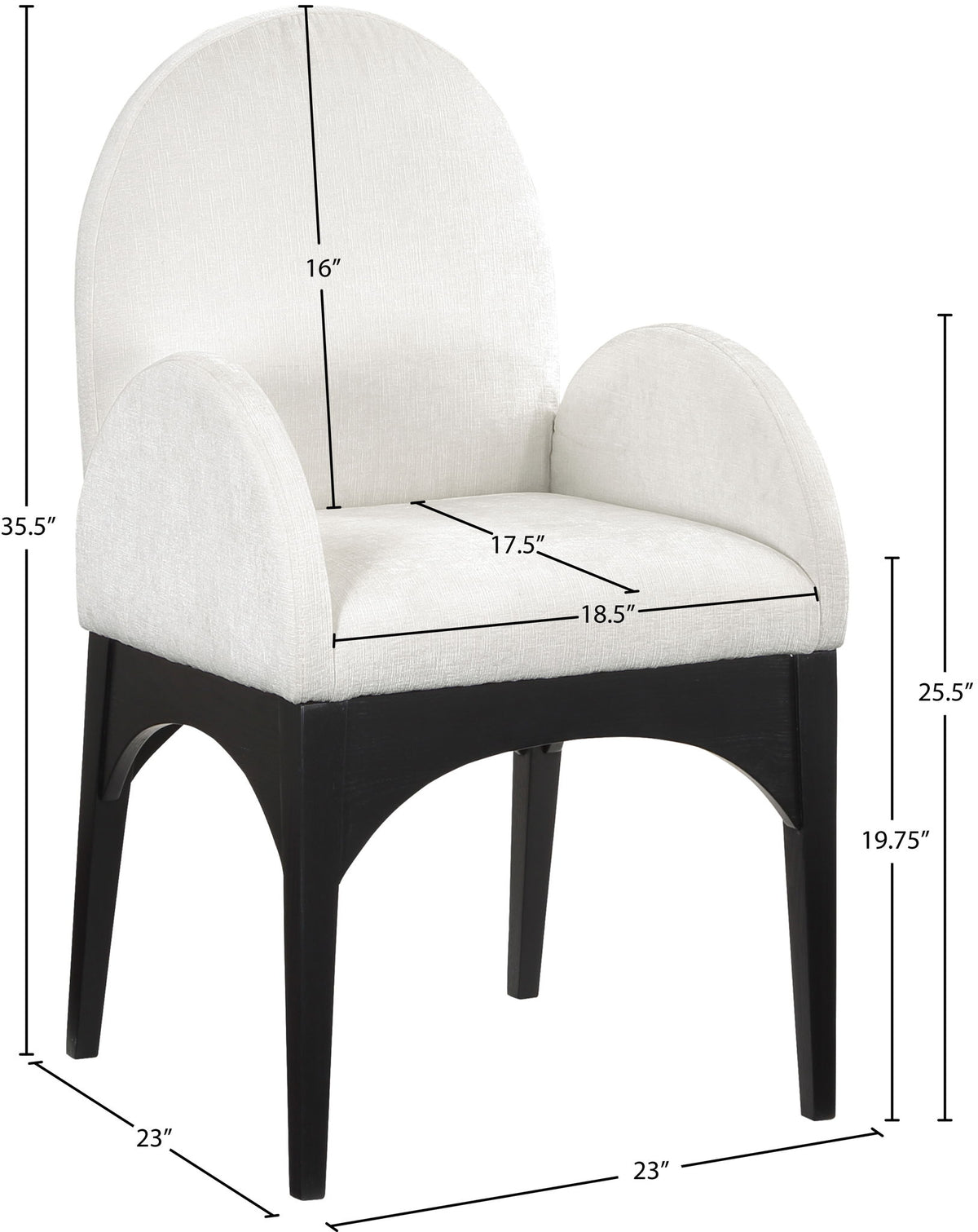 Waldorf - Chenille Dining Arm Chair With Black Legs