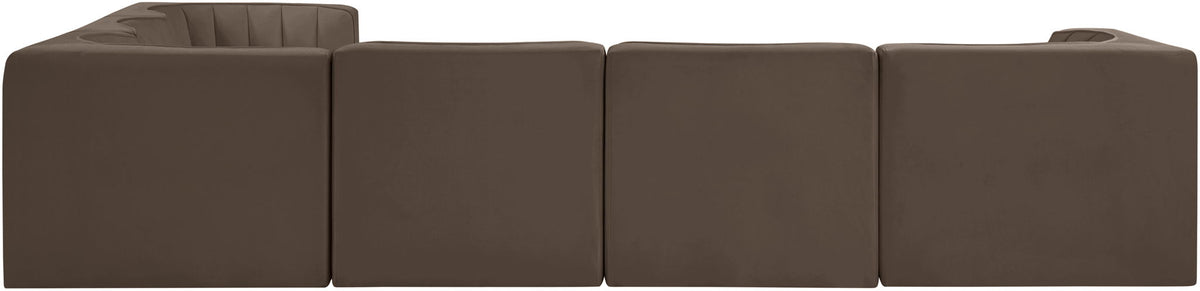 Rummi - Velvet Performance Fabric Upholstered 6 Piece Modular Sectional (With 3 Corner Chairs)