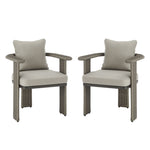 Ciela - Outdoor Dining Chair With Rattan Trim Aluminum Frame And Clouded Taupe Cushion (Set of 2) - Dark Bronze / Gray