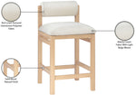 Roundhill - Fabric Counter Stool - Natural Frame