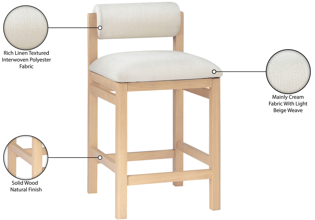 Roundhill - Fabric Counter Stool - Natural Frame