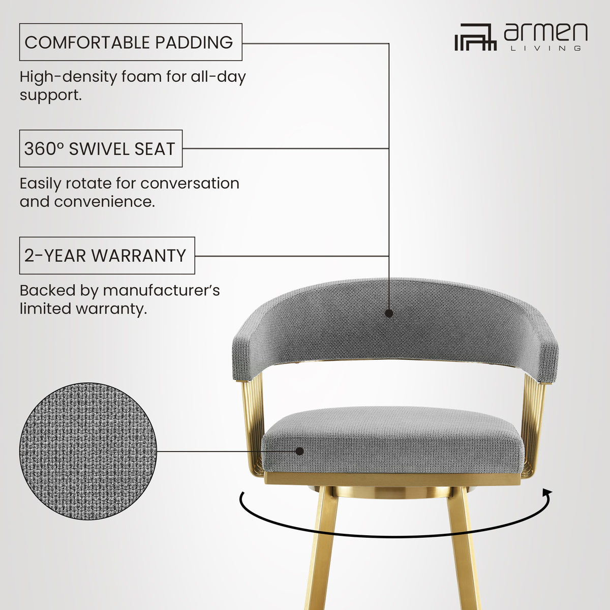 Chelsea - Swivel Fabric Stool