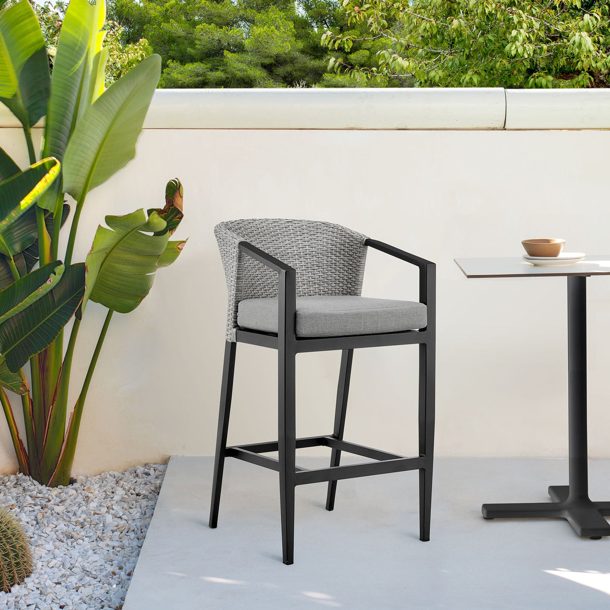 Aileen - Outdoor Patio Stool With Cushions