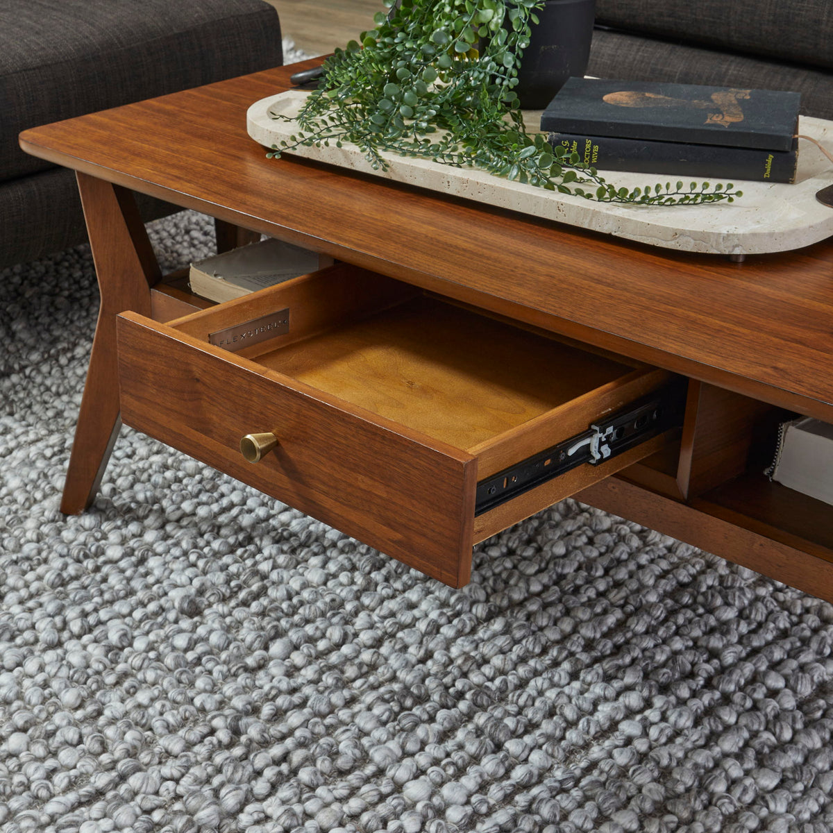 Ludwig - Occasional Rectangular Coffee Table With Drawer - Dark Brown