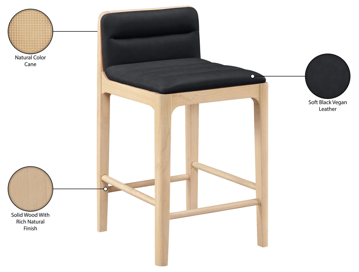 Ellis - Vegan Leather Upholstered Counter Stool (Set of 2) - Natural Base