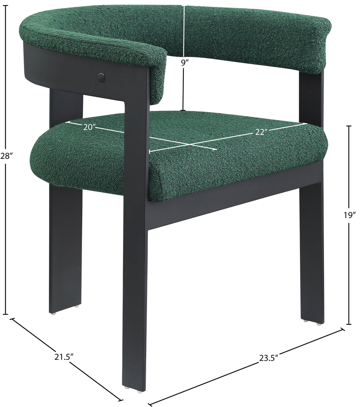 Romeo - Boucle Dining Chair With Black Base (Set of 2)