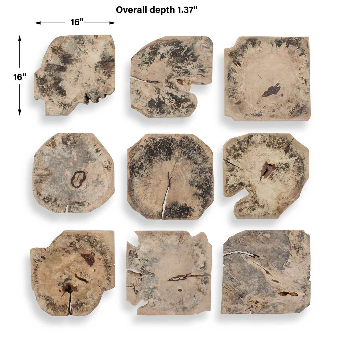 Bahati - Wood Bleached Wall Decor (Set of 9) - Brown
