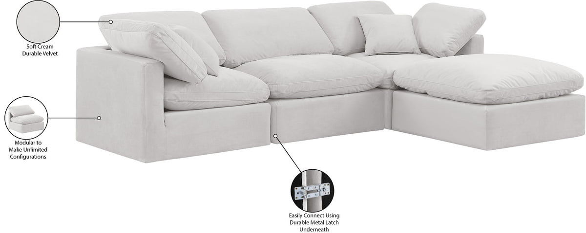 Indulge - Velvet 4 Piece Modular Sectional With Chaise