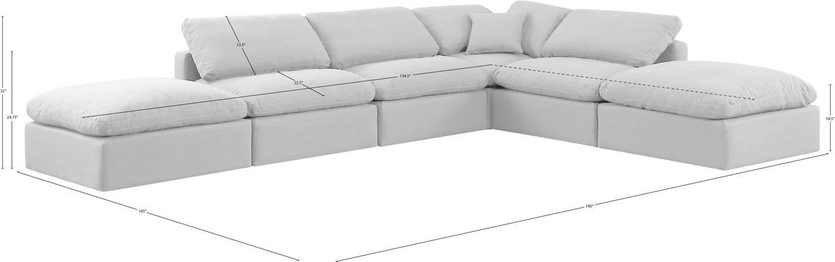 Indulge - Linen 6 Piece Modular Armless Sectional - White