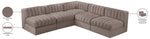 Rummi - Armless Velvet Performance Fabric Upholstered 5 Piece Modular Sectional