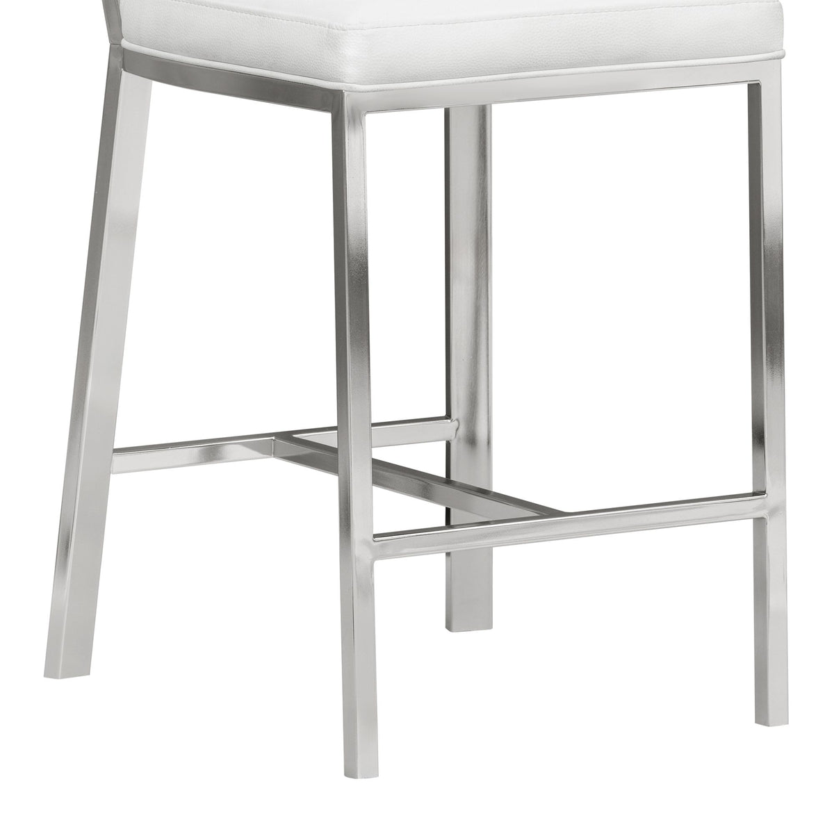 Celina - Counter Height Open Back Metal Barstool With Faux Leather Seat - White