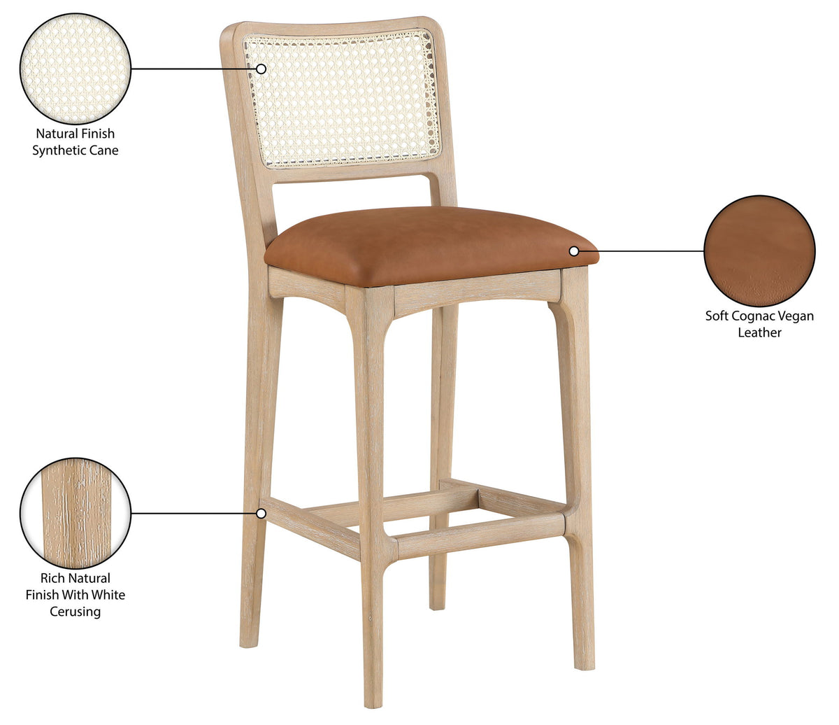 Atrium - Upholstered Bar Stool (Set of 2) - Brushed Natural Frame