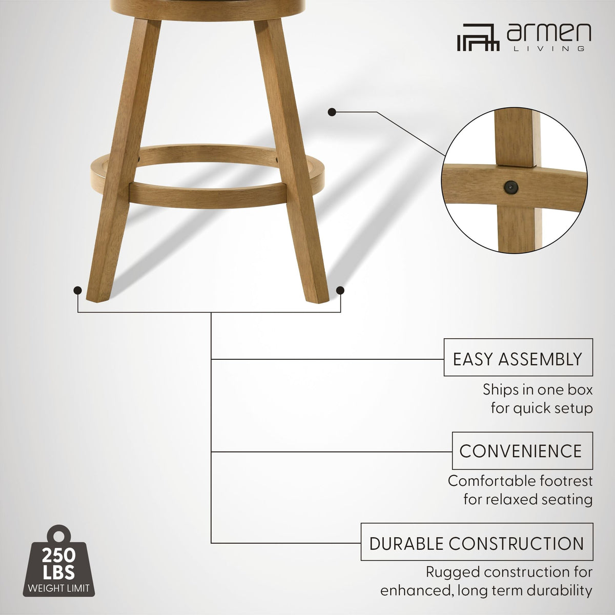 Harper - 30" Amber Glow Bar Height Rubberwood Swivel Barstool